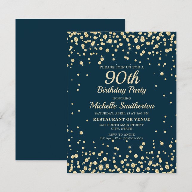 Carte Marine Blue Gold Diamond Parties scintillant Femme (Devant / Derrière)