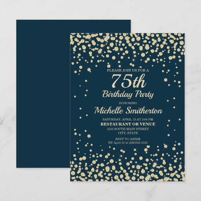 Carte Marine Blue Gold Diamond Parties scintillant Femme (Devant / Derrière)
