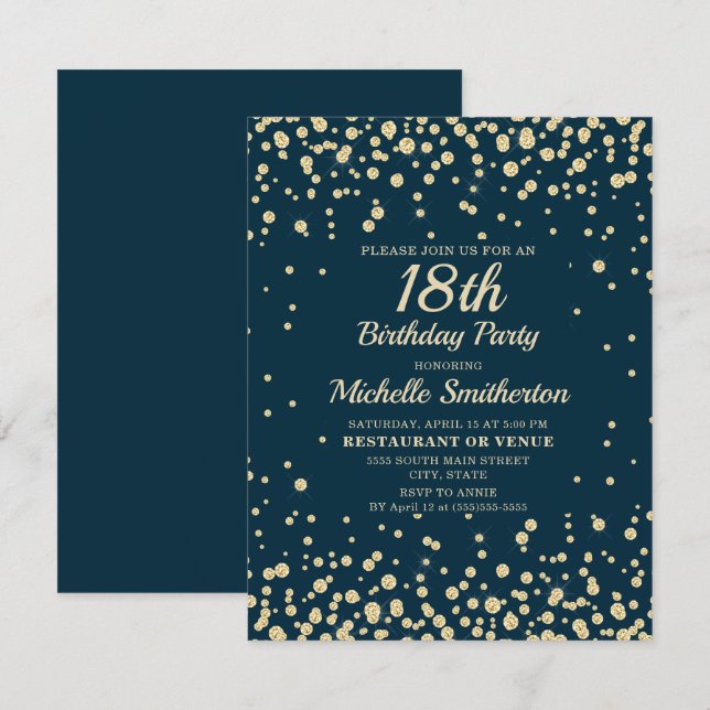 Carte Marine Blue Gold Diamond Parties scintillant Femme (Devant / Derrière)