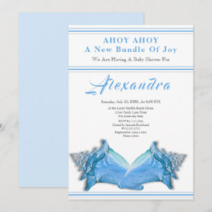 Carte Marine Blue Seahorse Ahoy c'est un Baby shower gar