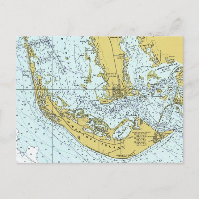 Carte marine de l'île de Sanibel en Floride (Devant)
