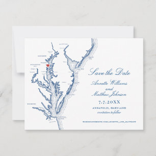 Carte marine élégante du Mariage Annapolis Marylan