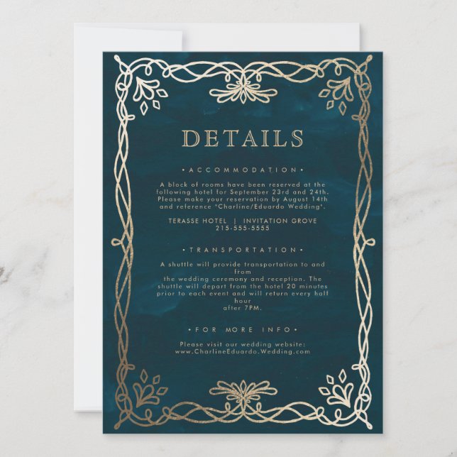 Carte Marine Medieval Gold Ivy Mariage Détails (Devant)