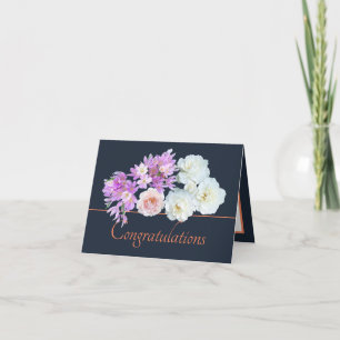 Carte Marine Orange Bouquet Rose Crocus Félicitations