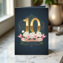 Marine Peony Rose Ruban 10e anniversaire de Mariag