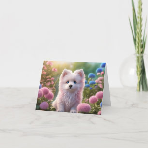 Carte Marionnette blanche et sucrée en fleurs Blank Gree