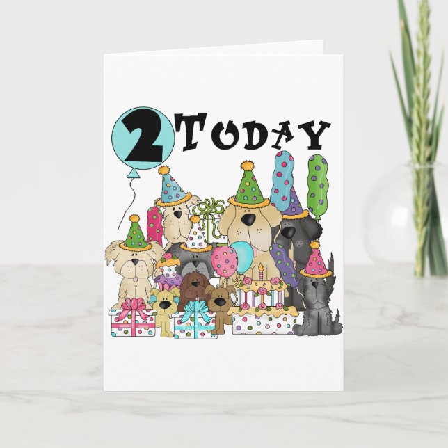 Carte Marionnettes 2e anniversaire Bash Tshirts et cadea (Devant)