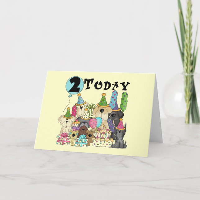 Carte Marionnettes 2e anniversaire Bash Tshirts et cadea (Devant)