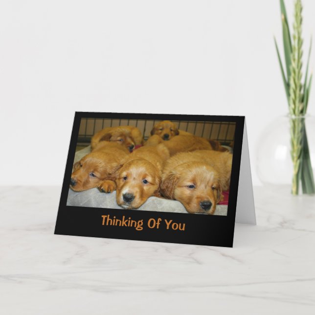 Carte Marionnettes Golden Retriever Qui Pensent À Vous (Devant)