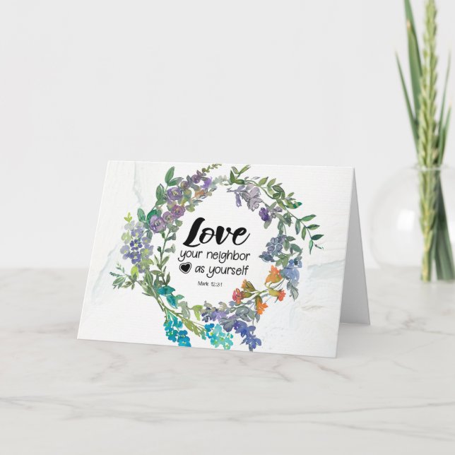 Carte Mark 12:31 Aimez votre voisin comme vous Fleurs (Devant)