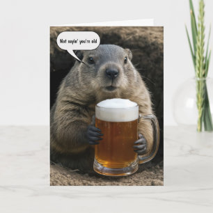 Carte Marmotte qui vieillit avec un mug de bière pour so