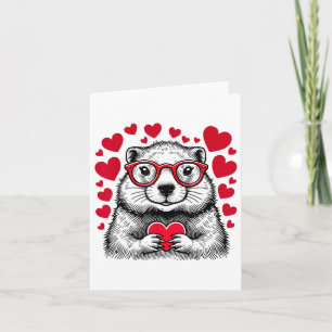 Carte Marmotte Rouge Coeur Forme Valentines Jour Animal
