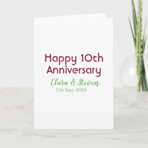 Carte MARON VERT PASTEL joyeux 10ème anniversaire de mar