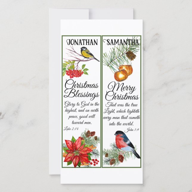 Carte Marque-page de bénédiction à l'aquarelle de Noël a (Devant)