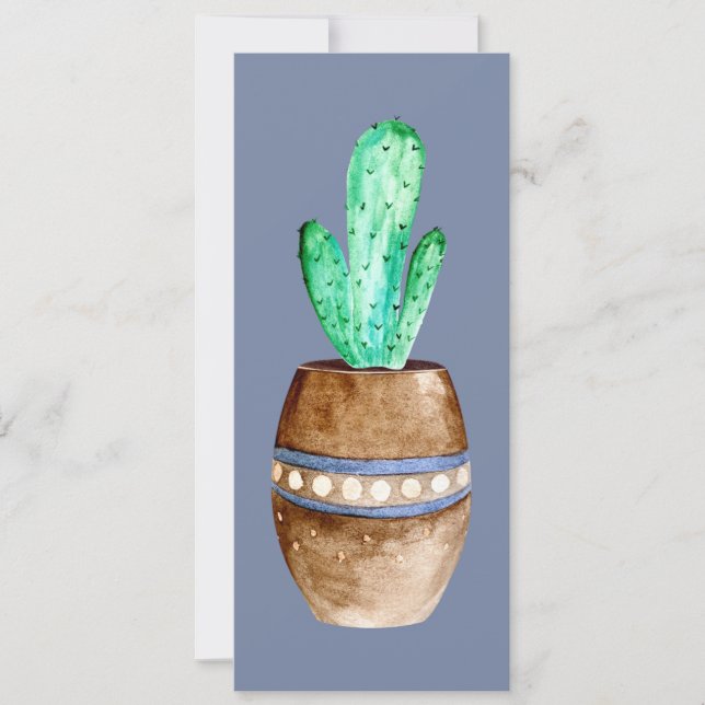 Carte Marque-page Pot de Cactus Marron (Devant)