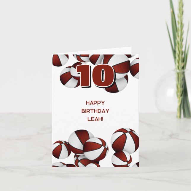 Carte marron blanc équipe couleurs basketballs anniversa (Devant)