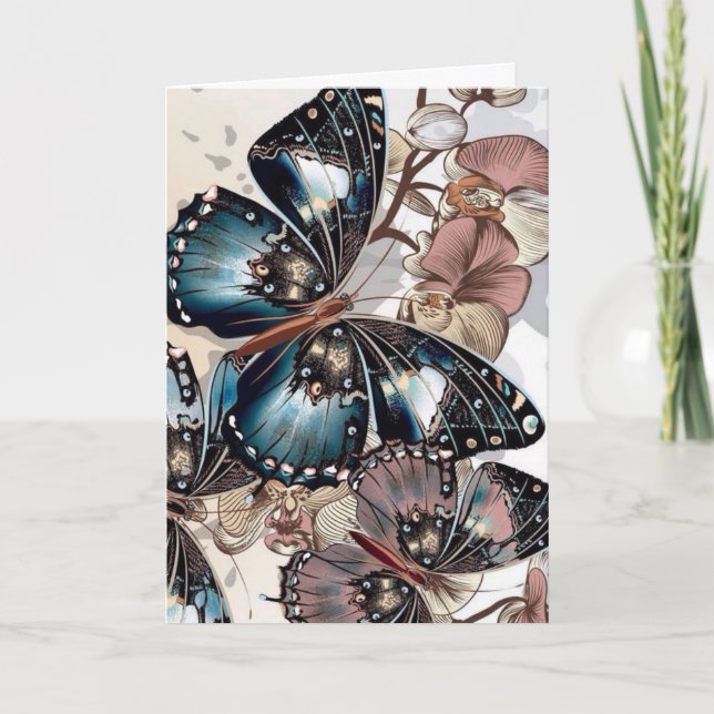 CARTE ***MARS ANNIVERSAIRE*** SOUHAITS ET BOUTTERFLIES A (Devant)