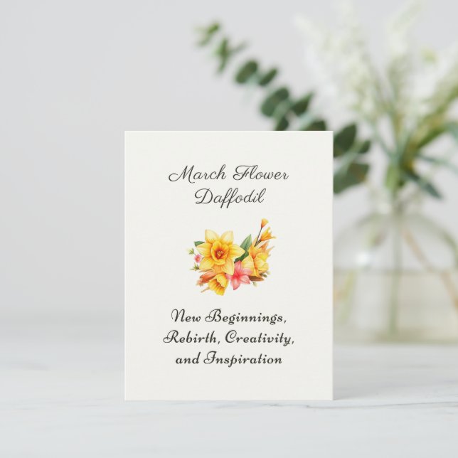 Carte Mars Mois de la naissance Daffodique cadeau de nai (Debout devant)