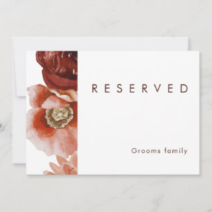 Carte Marsala Autumn Floral   Symbole réservé blanc