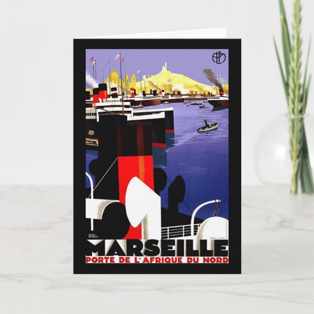 Carte Marseille, France Vintage voyage (Devant)