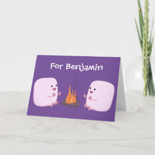 Carte Marshmallows mignons roses par dessin animé sur le