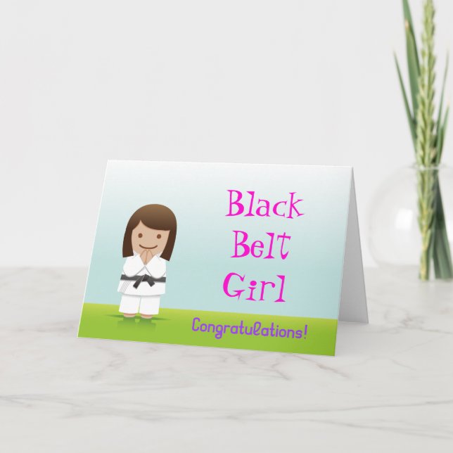 Carte Martial Arts Black Belt Girl Félicitations Card (Devant)