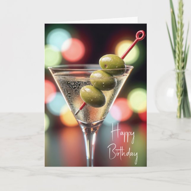 Carte Martini Anniversaire À Trois Oliviers (Devant)