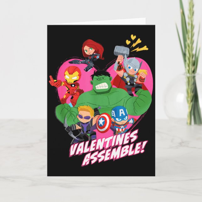 Carte Marvel Avengers Emblème de la Saint-Valentin (Devant)