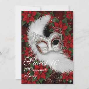 Carte Mascarade de Noël élégante pour 16 ans anniversair