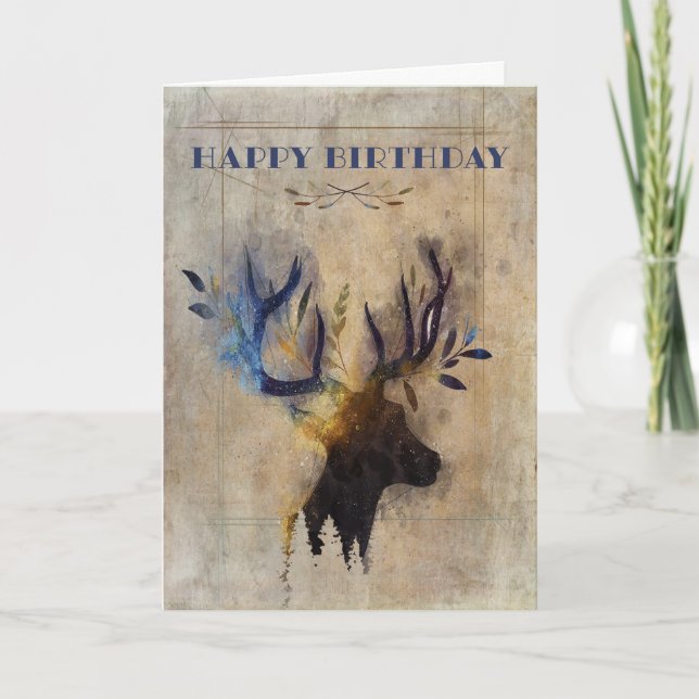Carte Masculine d'anniversaire Rousses d'aquarelle rusti (Devant)