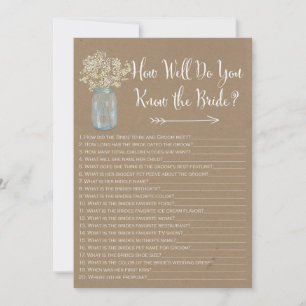 Carte Mason Jar Connais-tu bien la mariée ?