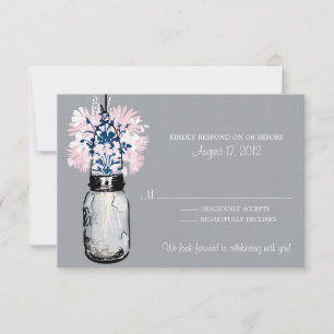 Carte Mason Jar et Fleur sauvage RSVP