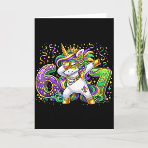 Carte Masque de Mardi Gras Licorne Mignonne Carnaval Pou
