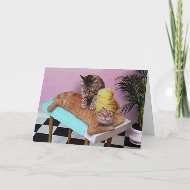Carte Massage d'anniversaire de chat drôle (Devant)