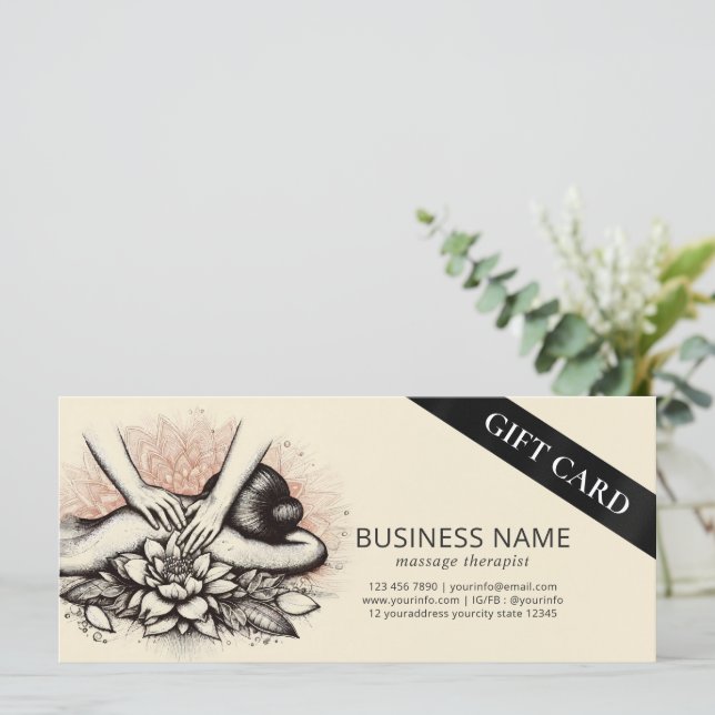 Carte Massage Thérapie Guérison Mains Énergie Spa Bien-ê (Debout devant)