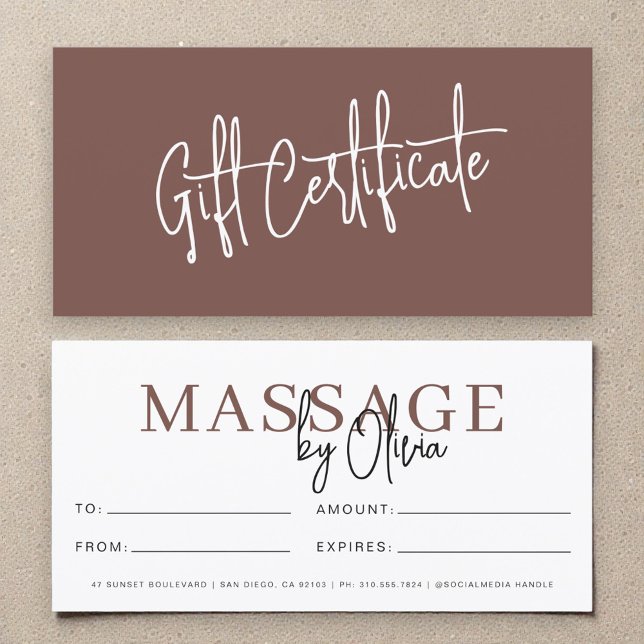 Carte Massage Therapist Terracotta Gift Certificates (Créateur téléchargé)