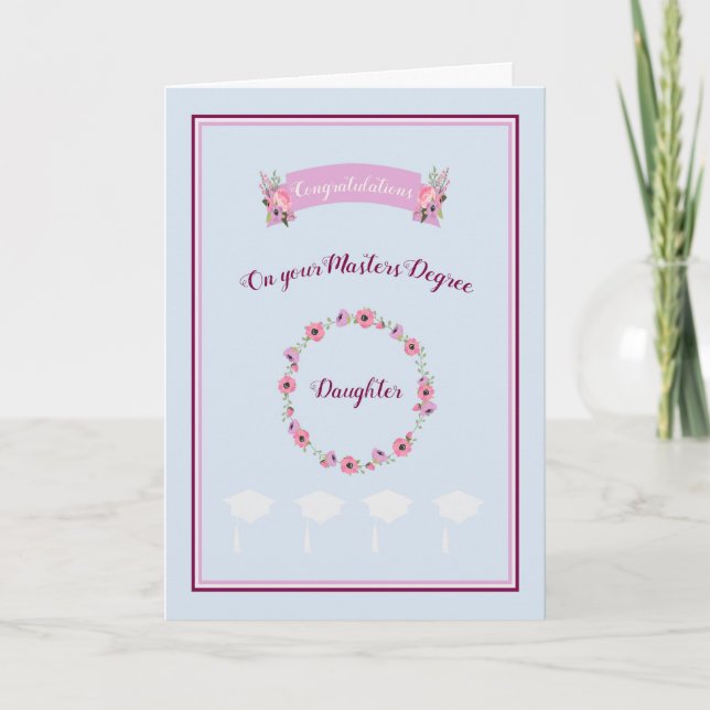 Carte Master Card pour fille Bleue avec fleurs (Devant)