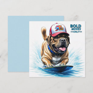 Carte Mastiff Dogue anglais planche de surf vacances