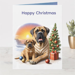 Carte Mastiff Dogues anglais Noël