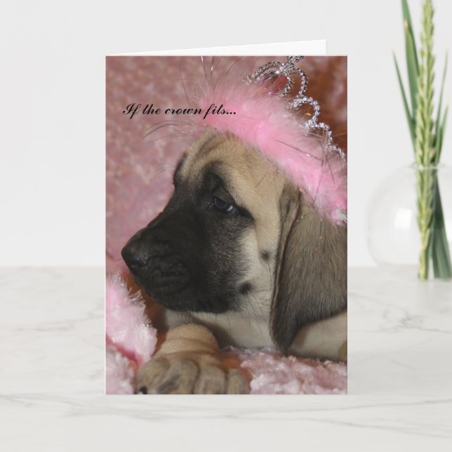 Carte Mastiff Puppy anglais princesse couronnée (Devant)