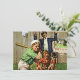 Carte Match de baseball vintage, enfant garçon joueur de