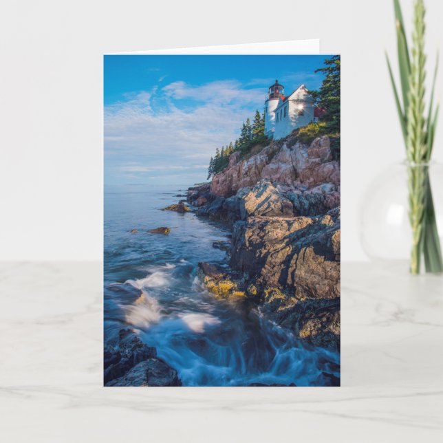 Carte Matin Sun au phare bas de port (Devant)