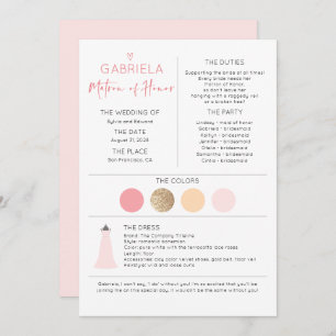 Carte Matron d'honneur Proposition et information