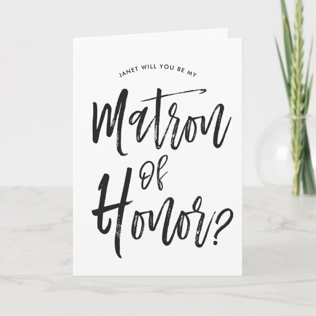 Carte Matron d'honneur Style de script mariage personnal (Devant)