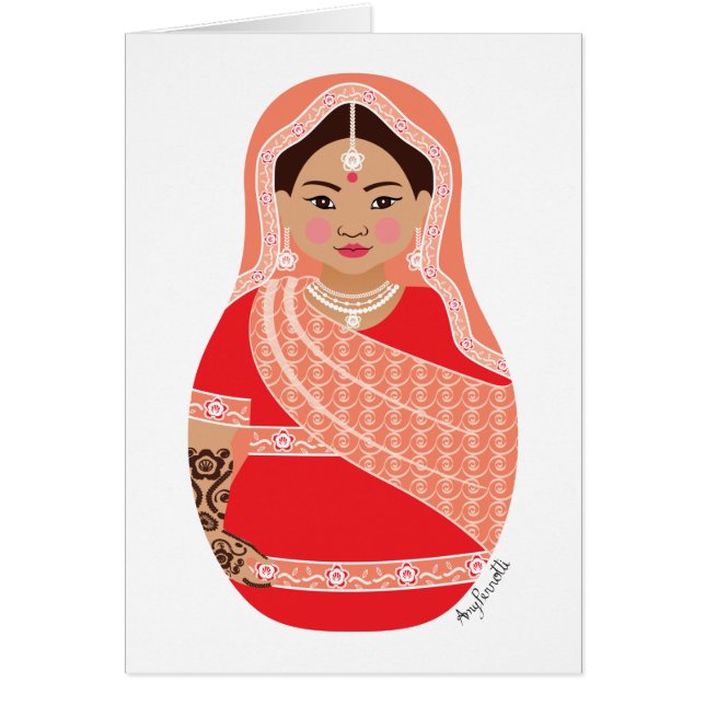 Carte Matryoshka indienne (rouge) (Devant)