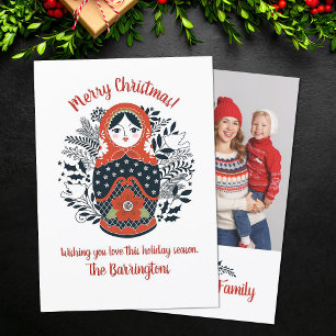 Carte Matryoshka Poupée de nidification mignonne Noël Ph