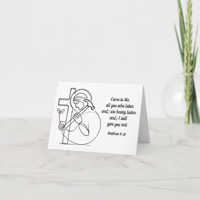 Carte Matthieu 11:28 Vous Tous Qui Travaillez L'Écriture (Devant)