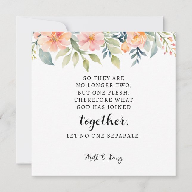 Carte Matthieu 19:6, Mariage Bible Verse (Devant)