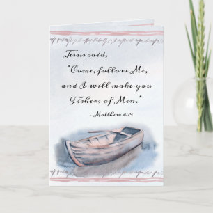 Carte Matthieu 4:19 Jésus dit : "Viens me suivre", Bible