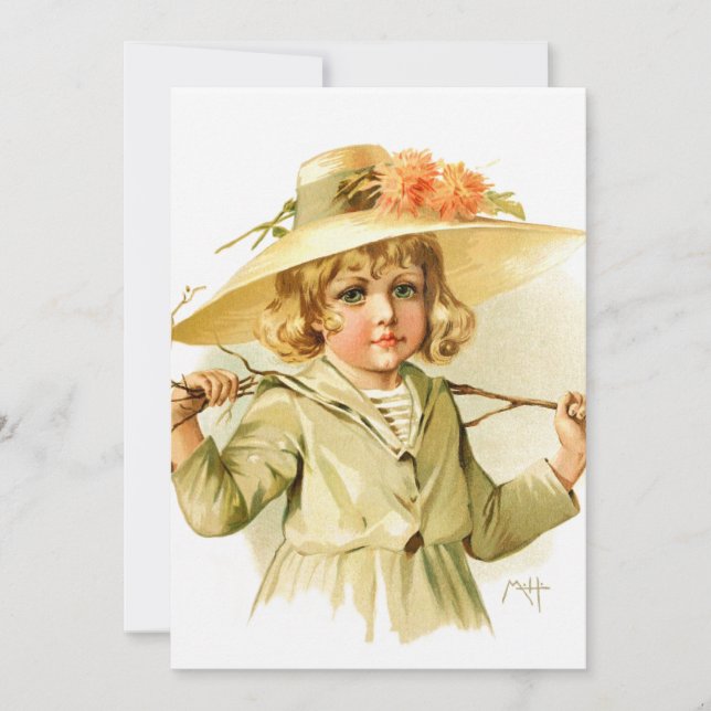 Carte Maud Humphrey : Fille d'hiver avec branche (Devant)